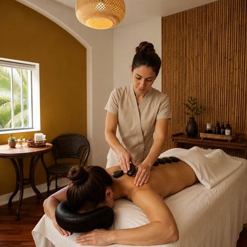 Massagem Pedras Quentes - Relaxante e Alivio de dores - 1h30 min.